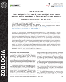 Notes on Lagothrix Flavicauda (Primates: Atelidae): Oldest Known Specimen and the Importance of the Revisions of Museum Specimens