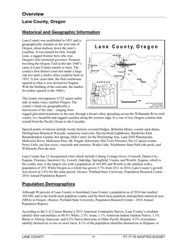 Overview Lane County, Oregon