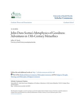 John Duns Scotus's Metaphysics of Goodness