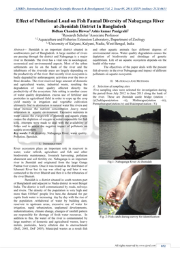 Effect of Pollutional Load on Fish Faunal Diversity of Nabaganga River At-Jhenidah District in Bangladesh