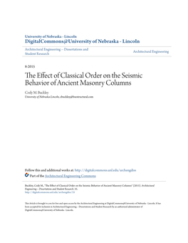 The Effect of Classical Order on the Seismic Behavior of Ancient Masonry Columns