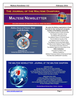 Newsletter 112 February 2016