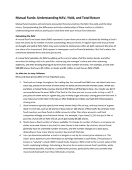 Mutual Funds: Understanding NAV, Yield, and Total Return