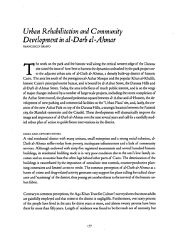 Urban Rehabilitation and Community Developmentin Al-Darbal-Ahmar FRANCESCO SIRAVO