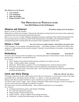 Observe and Interact Obtain a Yield Redundancy Catch and Store Energy