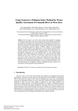 Using Nemerow's Pollution Index Method for Water Quality