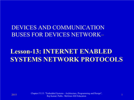 Lesson-13: INTERNET ENABLED SYSTEMS NETWORK PROTOCOLS