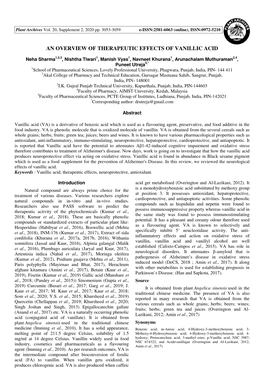 An Overview of Therapeutic Effects of Vanillic Acid