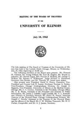 July 18, 1962, Minutes | UI Board of Trustees