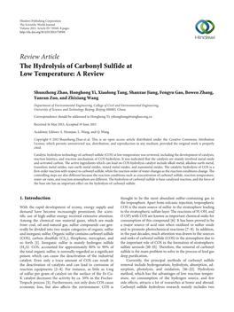 The Hydrolysis of Carbonyl Sulfide at Low Temperature: a Review