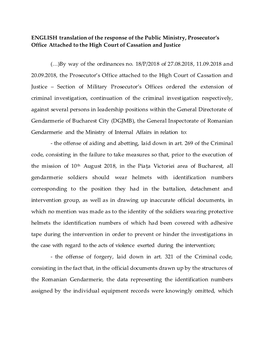 ENGLISH Translation of the Response of the Public Ministry, Prosecutor's