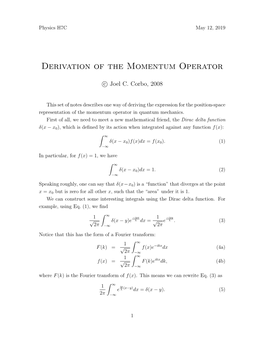 Derivation of the Momentum Operator