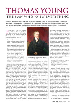 Thomas Young the Man Who Knew Everything