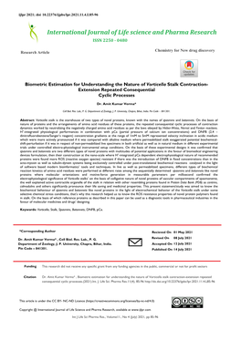 International Journal of Life Science and Pharma Research ISSN 2250 - 0480