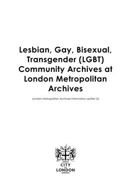 (LGBT) Community Archives at London Metropolitan Archives