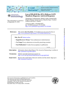 Manifests Disparate Antiviral Responses Loss of Dexd/H Box