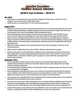 AJUSD's Year in Review – 2012-13