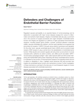 Defenders and Challengers of Endothelial Barrier Function