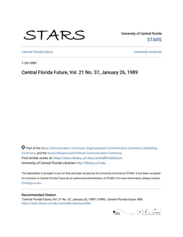 Central Florida Future, Vol. 21 No. 37, January 26, 1989