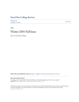 Winter 2001 Full Issue the .SU Naval War College