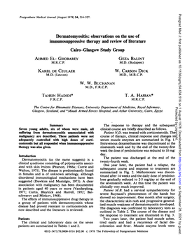 Dermatomyositis: Observations on the Use of Cairo-Glasgow Study Group