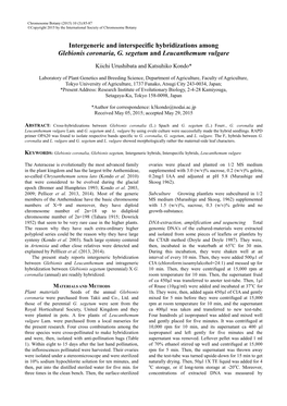 Intergeneric and Interspecific Hybridizations Among Glebionis Coronaria, G