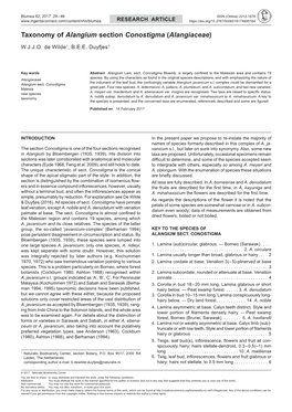 Taxonomy of Alangium Section Conostigma (Alangiaceae)