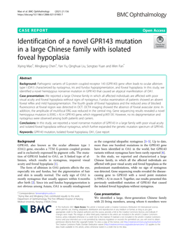 Identification of a Novel GPR143 Mutation in A