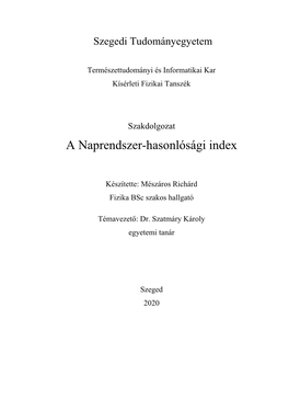 A Naprendszer-Hasonlósági Index