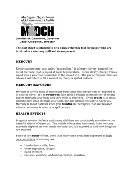 Mercury Spill Fact Sheet