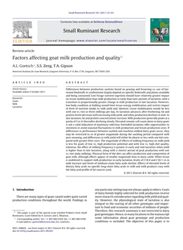 Factors Affecting Goat Milk Production and Quality