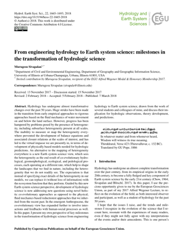 From Engineering Hydrology to Earth System Science: Milestones in the Transformation of Hydrologic Science