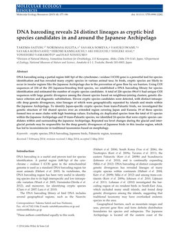 DNA Barcoding Reveals 24 Distinct Lineages As Cryptic Bird Species Candidates in and Around the Japanese Archipelago