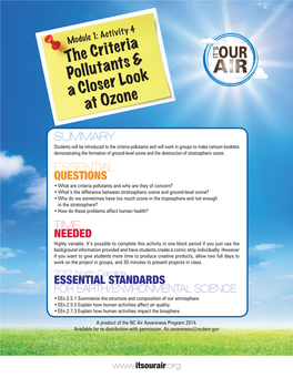 The Criteria Pollutants & a Closer Look at Ozone