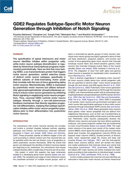 GDE2 Regulates Subtype-Specific Motor Neuron Generation Through