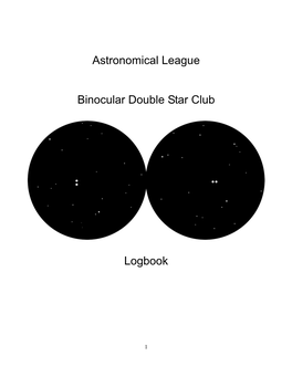 Binocular Double Star Logbook