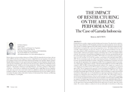 THE IMPACT of RESTRUCTURING on the AIRLINE PERFORMANCE: the Case of Garuda Indonesia