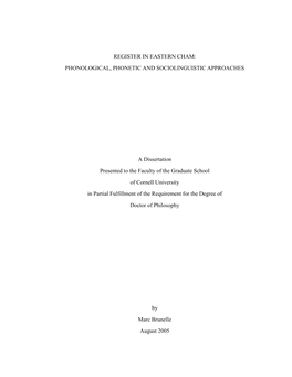 Register in Eastern Cham: Phonological, Phonetic and Sociolinguistic Approaches