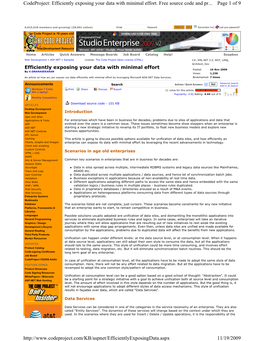 Page 1 of 9 Codeproject: Efficiently Exposing Your Data with Minimal