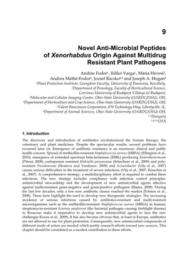 Novel Anti-Microbial Peptides of Xenorhabdus Origin Against Multidrug Resistant Plant Pathogens