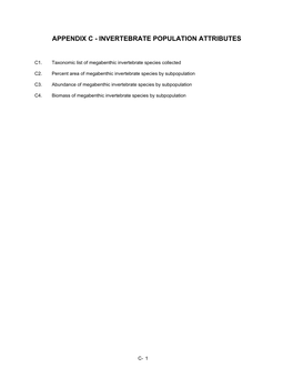 Appendix C - Invertebrate Population Attributes