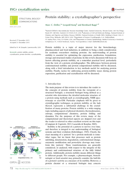 Protein Stability: a Crystallographer's Perspective