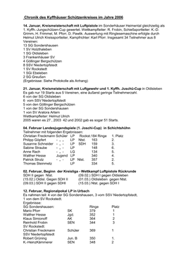 Chronik Des Kyffhäuser Schützenkreises Im Jahre 2006