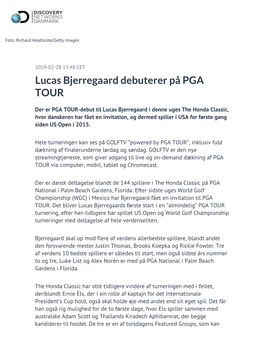 Lucas Bjerregaard Debuterer På PGA TOUR