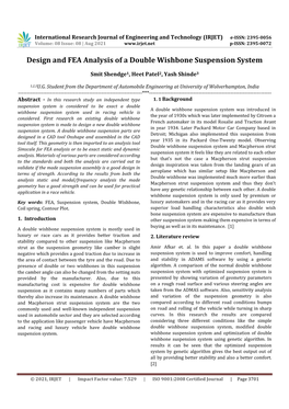 Design and FEA Analysis of a Double Wishbone Suspension System