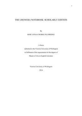 The Urewera Notebook: Scholarly Edition
