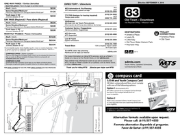 COMPASS CARDS / Tarjeta Compass There Is a $2 Charge for Compass Cards, Which Can Be Reloaded for Future Use