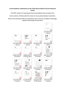 Local Residents' Submissions to the Three Rivers District Council Electoral Review