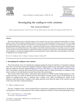 Investigating the Reading-To-Write Construct