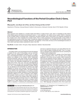 Neurobiological Functions of the Period Circadian Clock 2 Gene, Per2